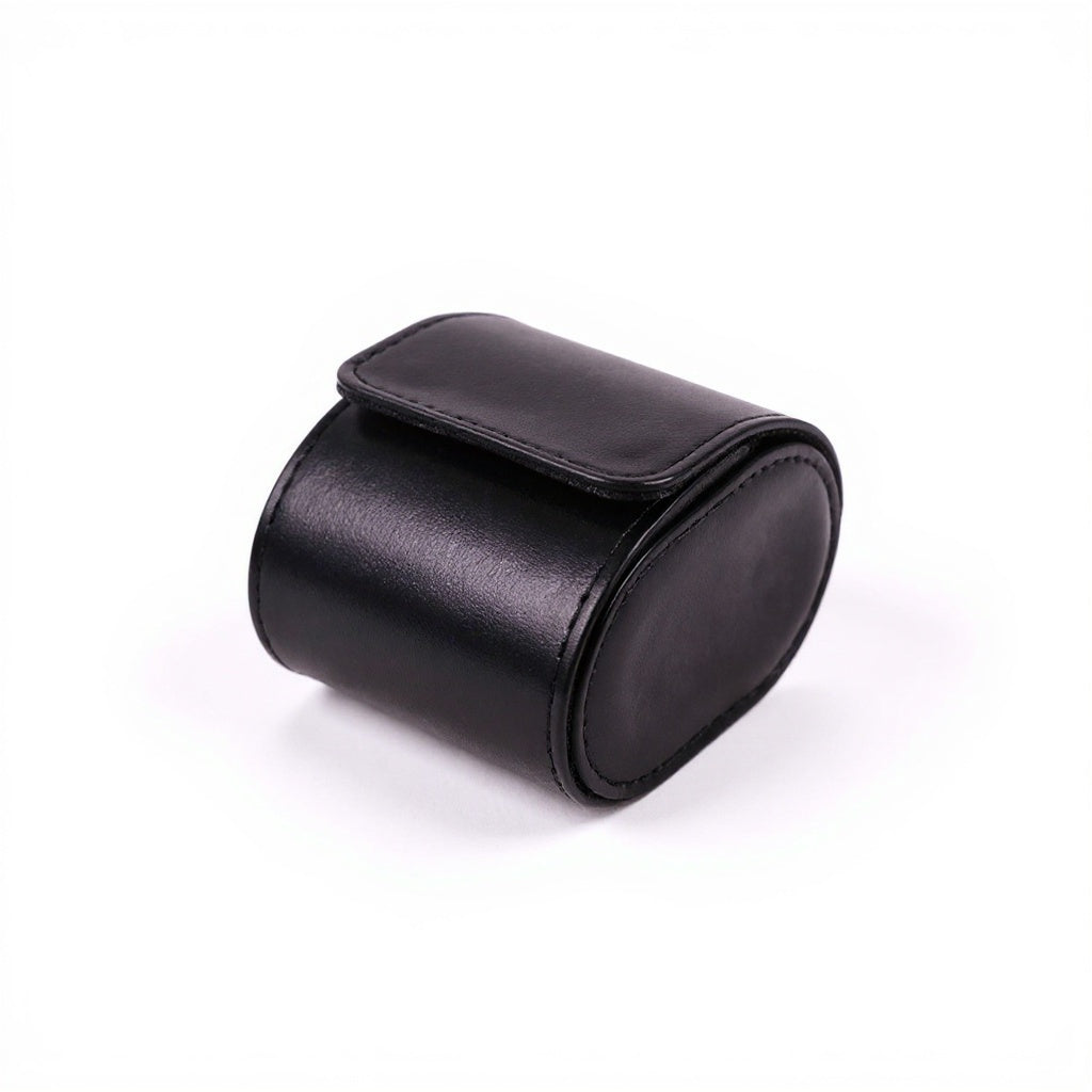 Tenesly black leather watch roll closed