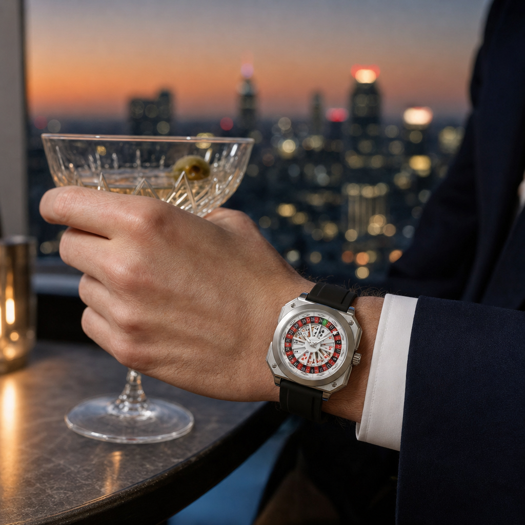 City lights, cold drink, warm night. The view is good — the wrist is better. 🌆 #Tenesly